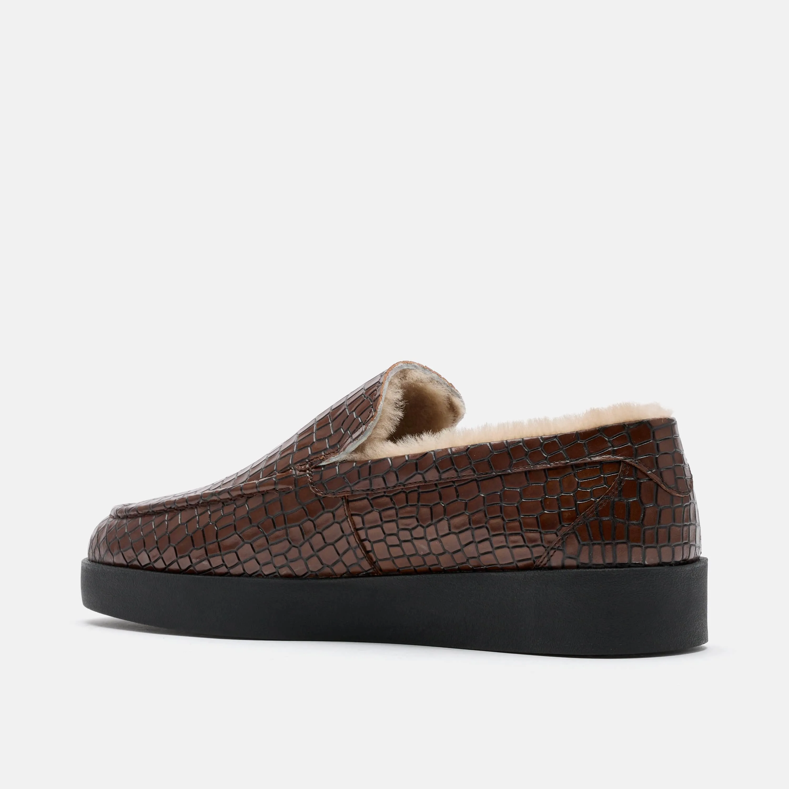 Loafers And Shorts Remy Brown Croc Leather and Shearling Loafers
