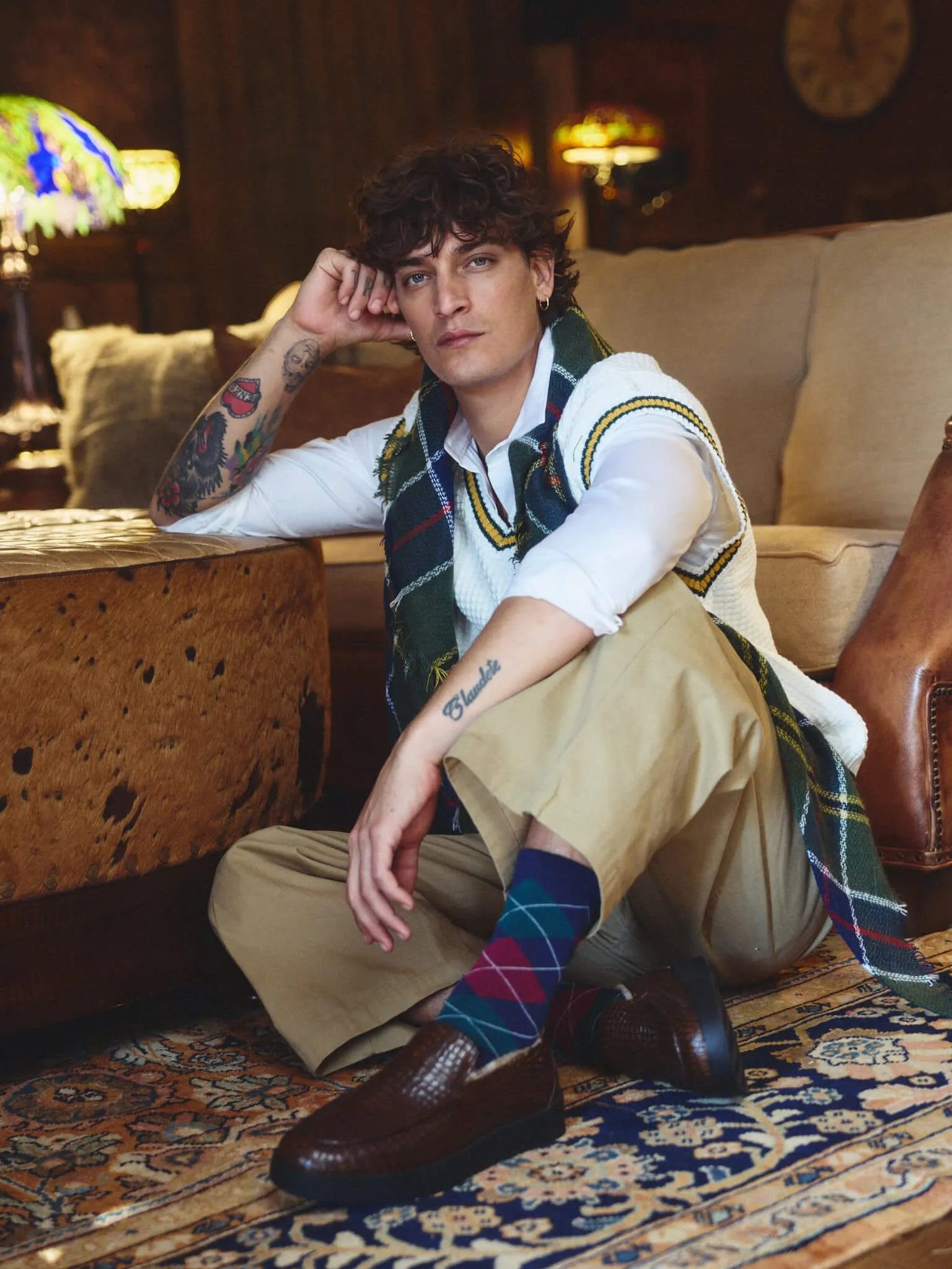 Remy Brown Croc Leather and Shearling Loafers Naturalizer Penny Loafers