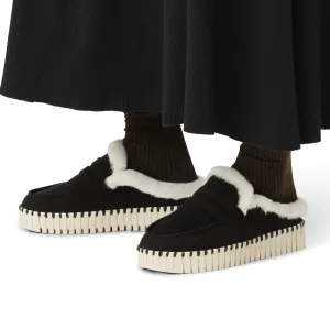 Strap Slides Tulip Slippers- Black