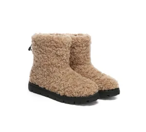 Casual Boots For Jeans UGG Sheepskin Wool Plush Drawstring Boots Peggy