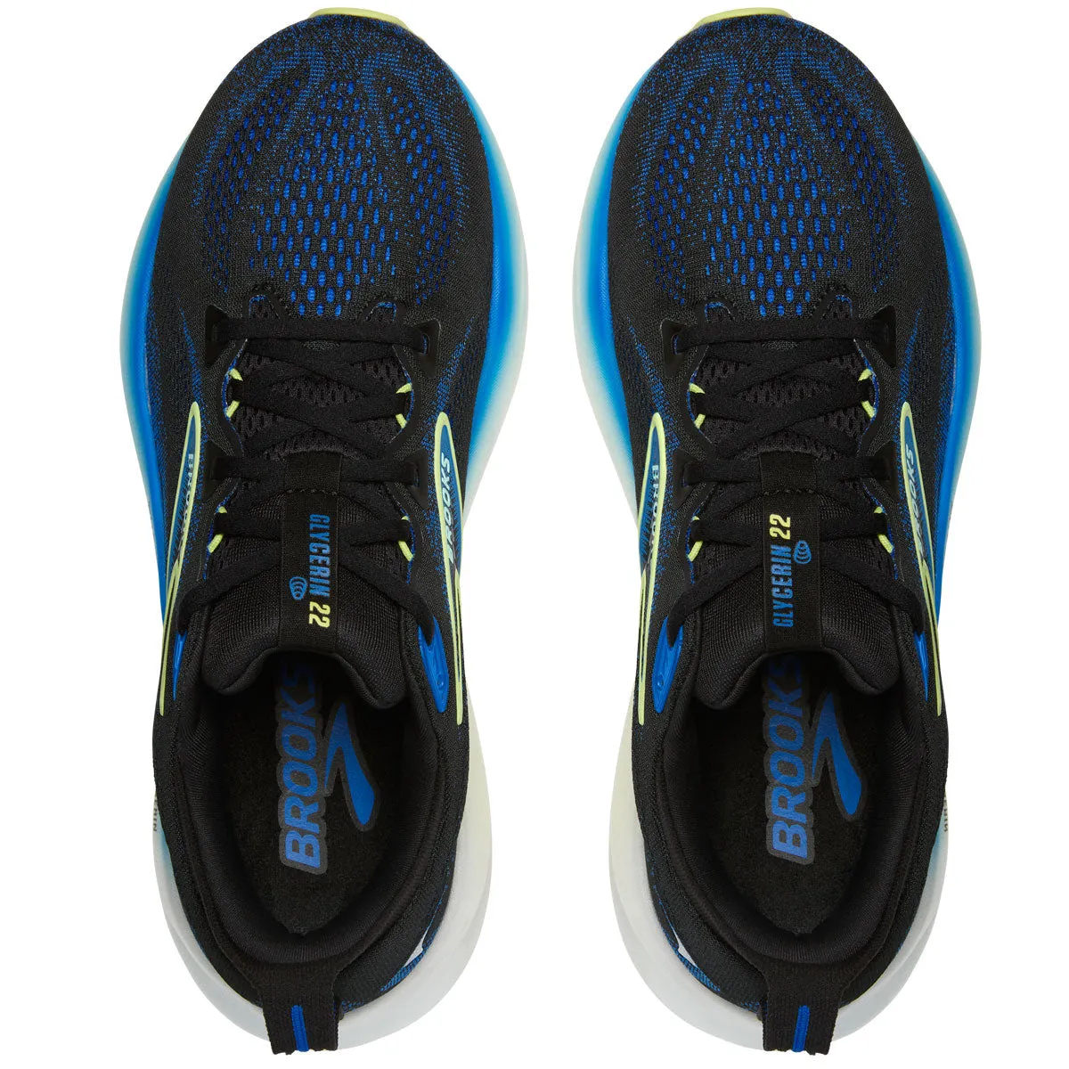 Brooks Glycerin 22 Running Shoes - Mens - Black/Cobalt/Neo Yellow Hill Running Shoes