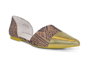 Ethnic Print Flat Satin Shoes