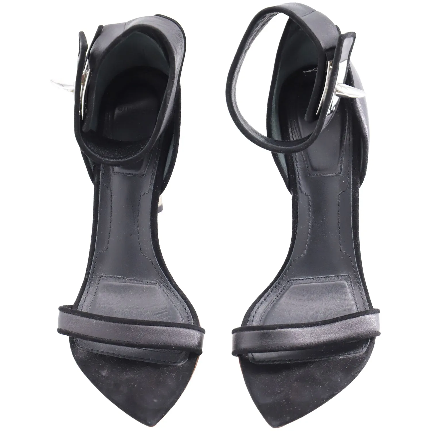Givenchy Eel Shark Tooth Ankle Strap Sandals in Black Leather Sandals Bass