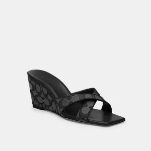 Mountain Footbeds Sandals Coach Wedge Sandal In Signature Jacquard Smoke Coal Black