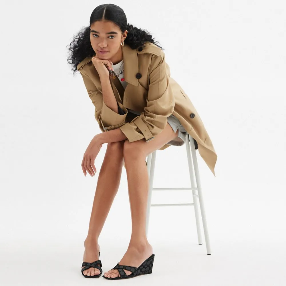 Sandals Kelsi Dagger Coach Wedge Sandal In Signature Jacquard Smoke Coal Black