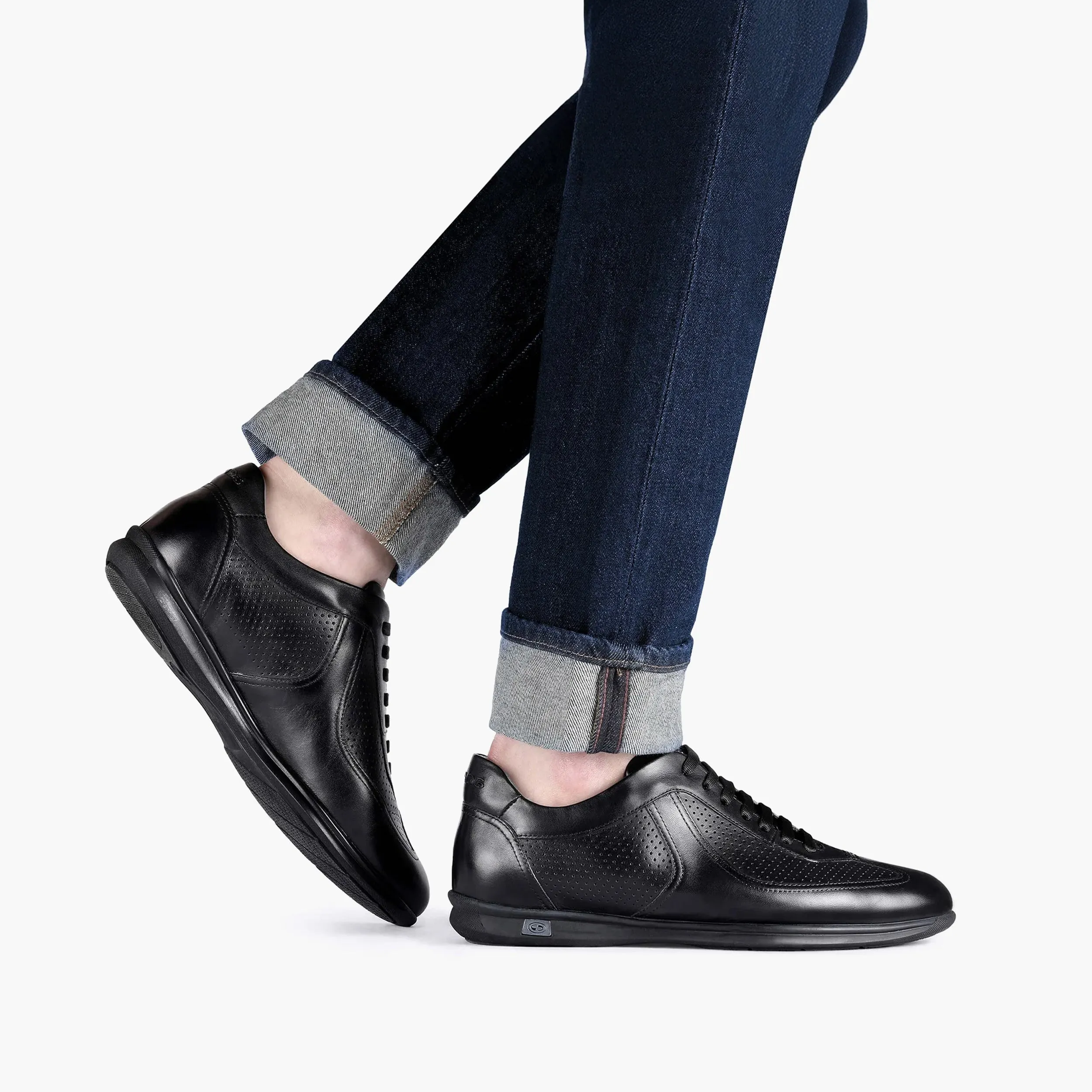 Men's Black Perforated Sneaker Fashion Sneakers