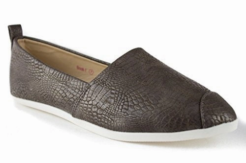 Open Heel Loafers Women's Brook-1 Snake Print Textured Slip On Smoking Flats Shoes