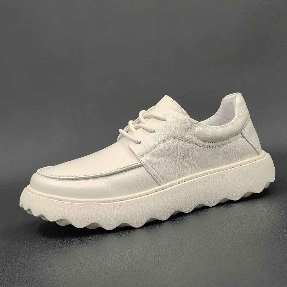 Men Minimalist Fashion Leather Lug Sole Casual Shoes Camouflage Casual Shoes