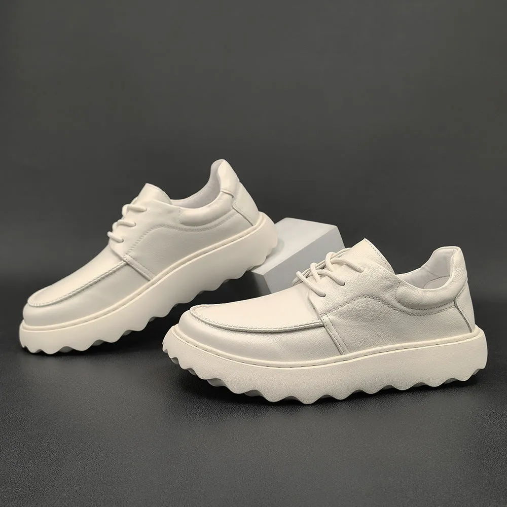 Men Minimalist Fashion Leather Lug Sole Casual Shoes Business Casual Shoes With Shorts