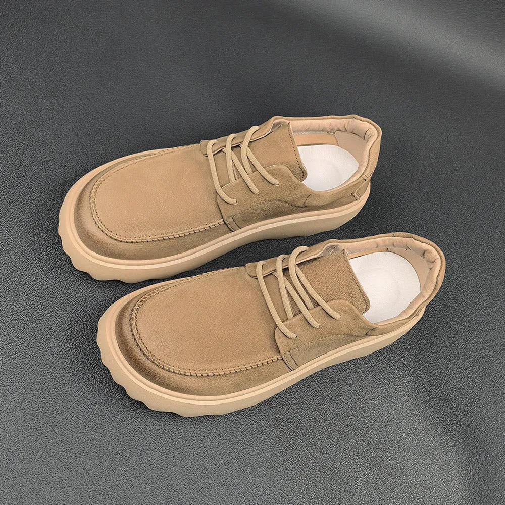 Men Minimalist Fashion Leather Lug Sole Casual Shoes Casual Formal Shoe