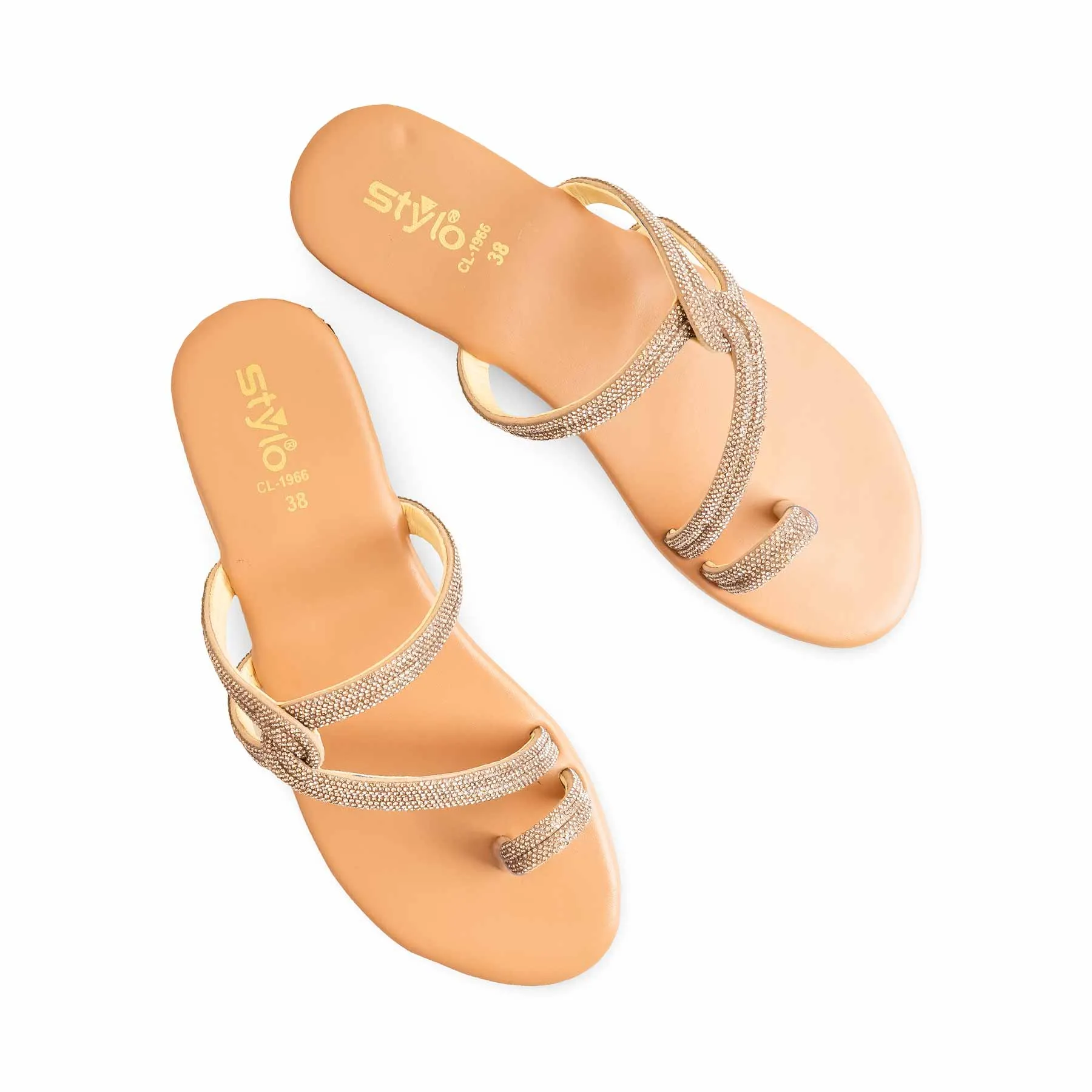 Lands End Flat Shoes Golden Casual Chappal For Women CL1966