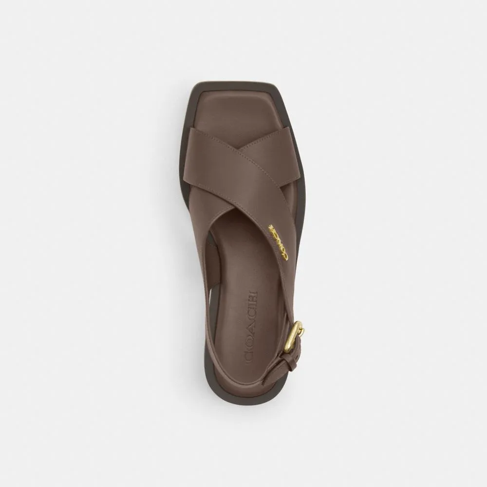 Coach Link Criss Cross Sandal Dark Stone Espadrille Sandals Platform