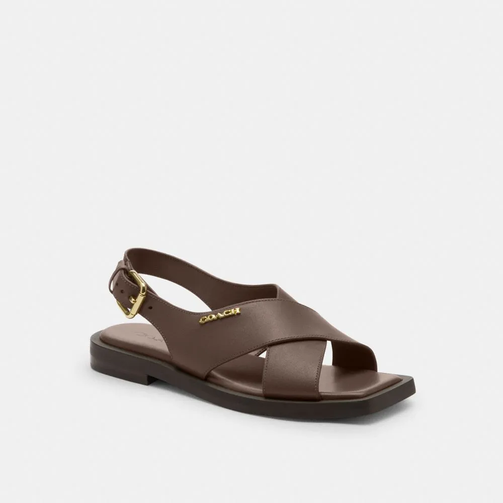 Sandals With Over The Water Bungalows Coach Link Criss Cross Sandal Dark Stone
