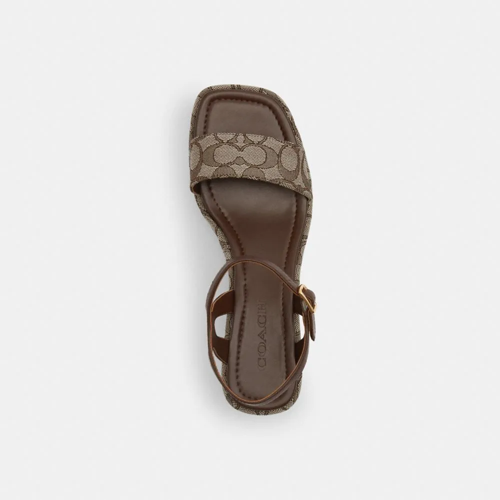 Coach Gale Wedge Sandal In Signature Jacquard Maple Open Toe Platform Sandals