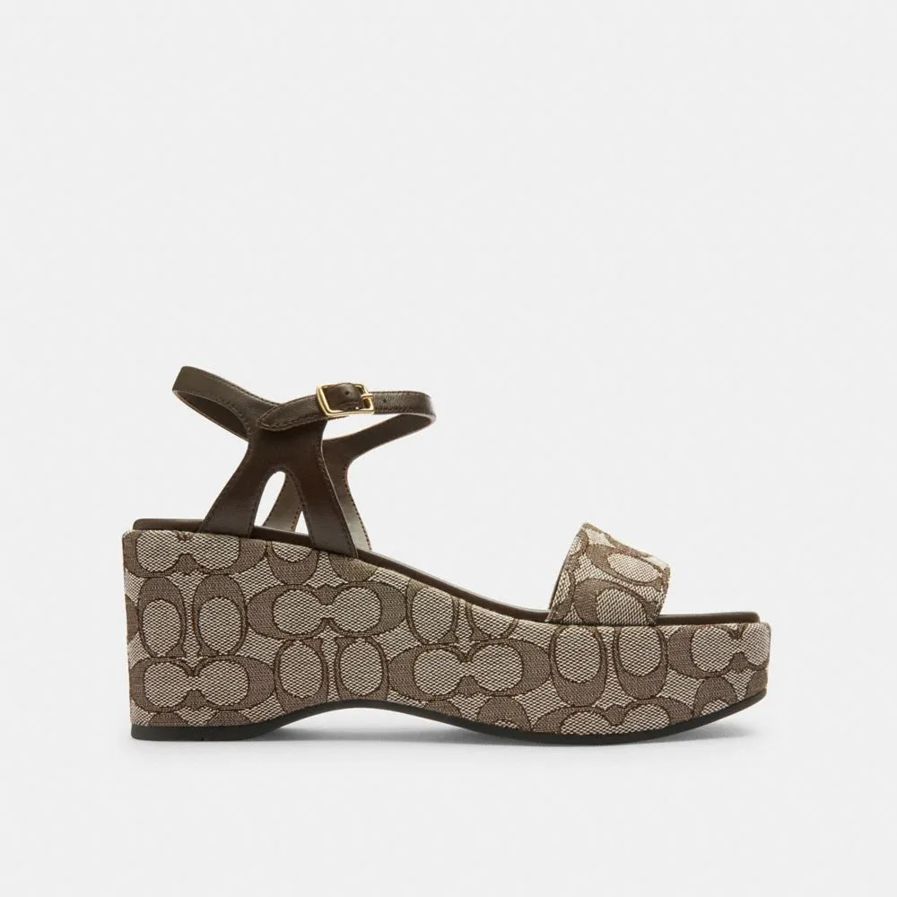 Negril Jamaica Reviews Coach Gale Wedge Sandal In Signature Jacquard Maple
