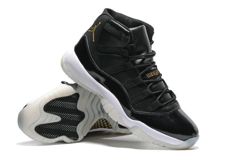 Nike Air Jordan Men 11 Black White Gold Basketball Men 200 Basketball Shoes