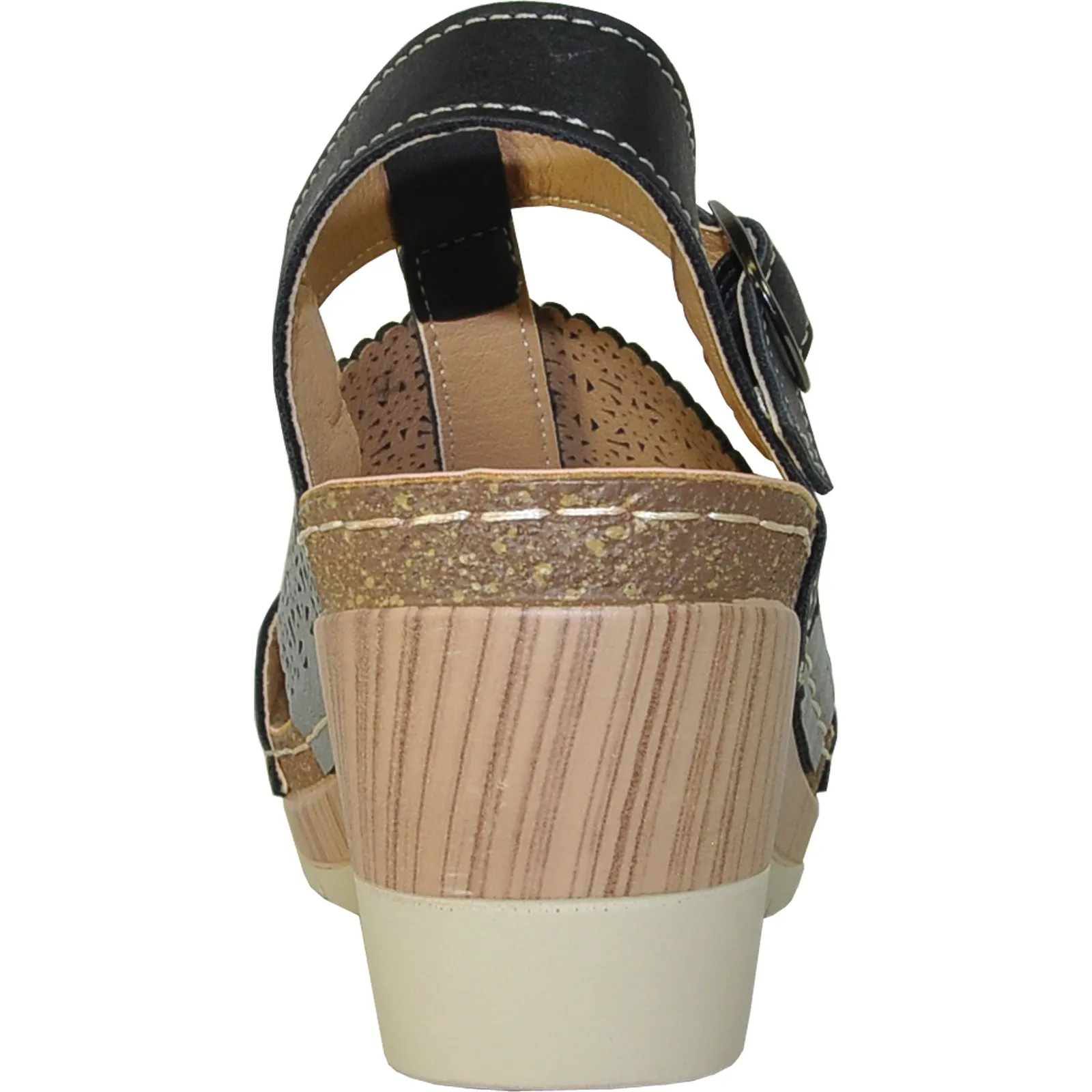 Tiddies Sandals Inc VANGELO Women Sandal FAITH Wedge Sandal Black