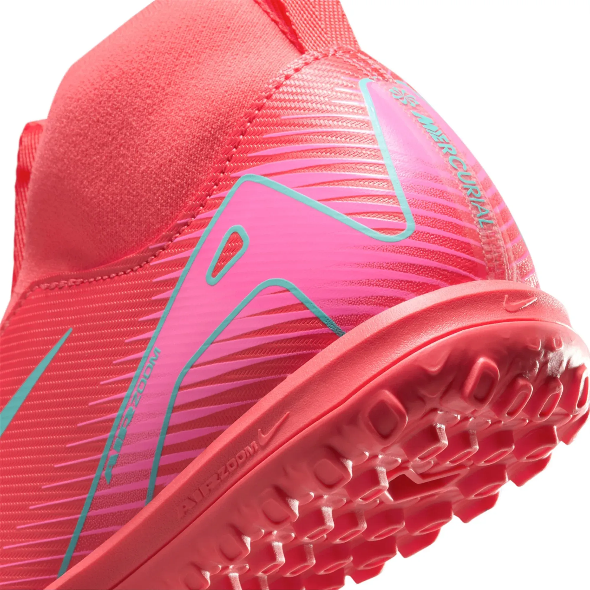 Nike Jr. Zoom Superfly 10 Academy Turf Soccer Shoes (Ember Glow/Aurora Green) Nike Gymnastics Shoes Sneaker