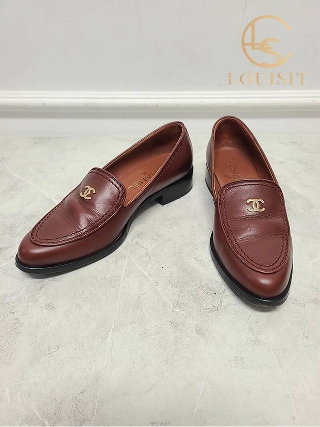Mr Porter Loafers Used luxury goods Lewis IT 37 Brown gold CC logo moccasin loafers Chanel