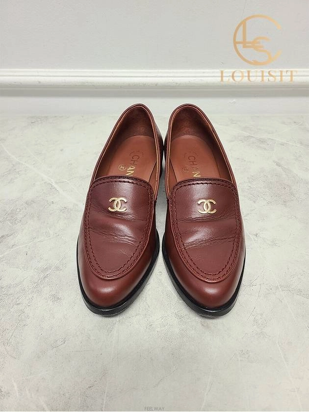 Janie Loafers Used luxury goods Lewis IT 37 Brown gold CC logo moccasin loafers Chanel