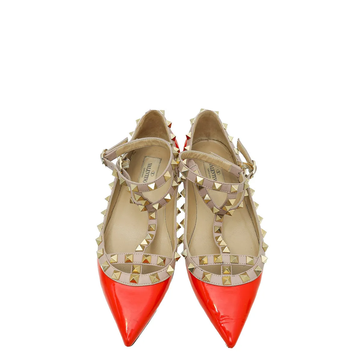 Valentino Coral Rockstud Caged Flat Ballerina 36 Plaid Flats Shoes