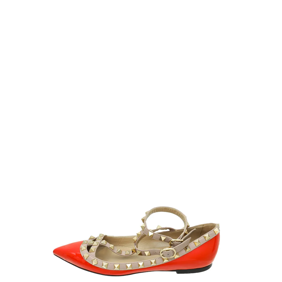 Valentino Coral Rockstud Caged Flat Ballerina 36 Modern Flat Shoes