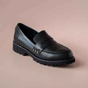 Vaneli - Zona - Black Leather or Chrome Loafers Cocktail Bar