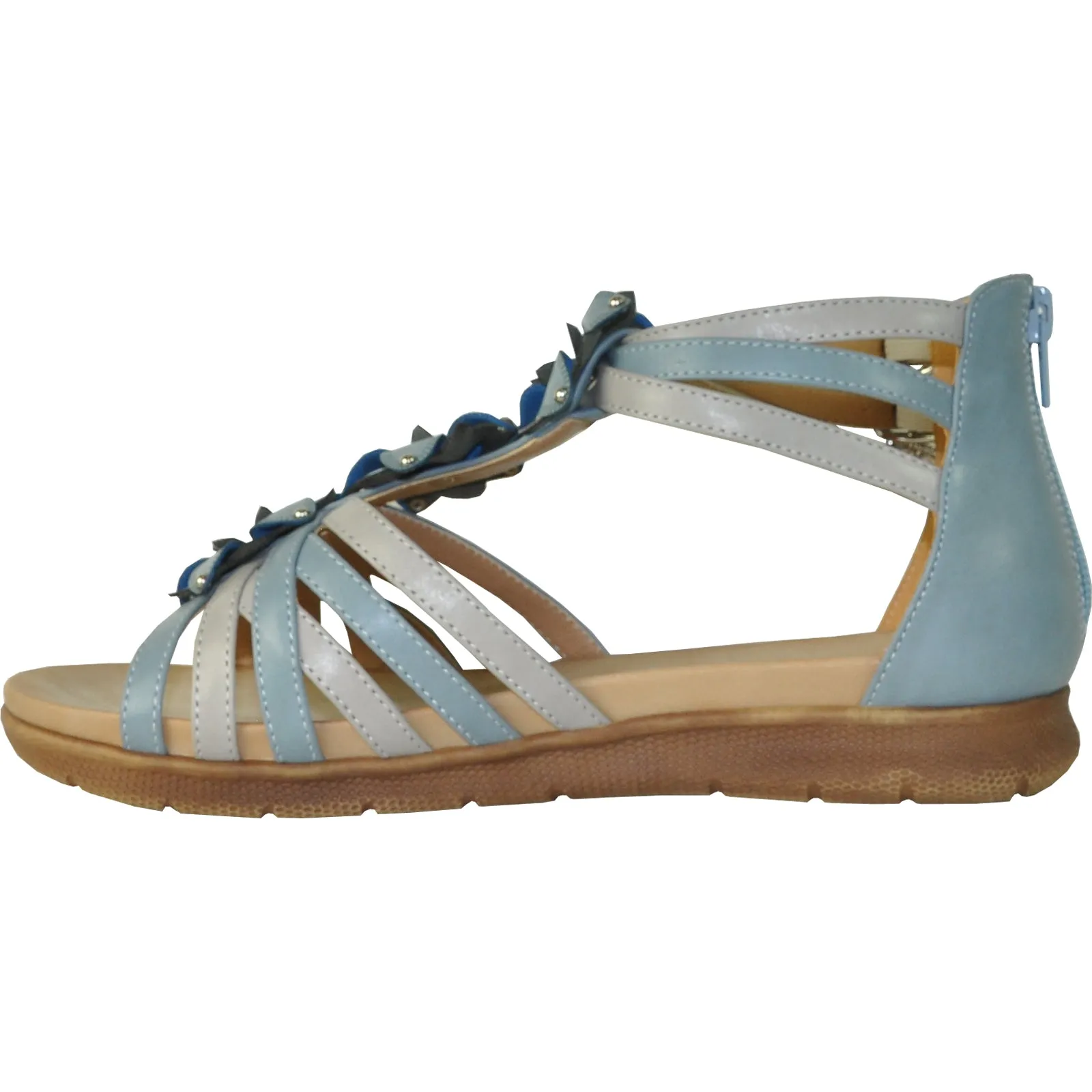 VANGELO Women Sandal LILA Flat Sandal Blue Sandals Punta Cana