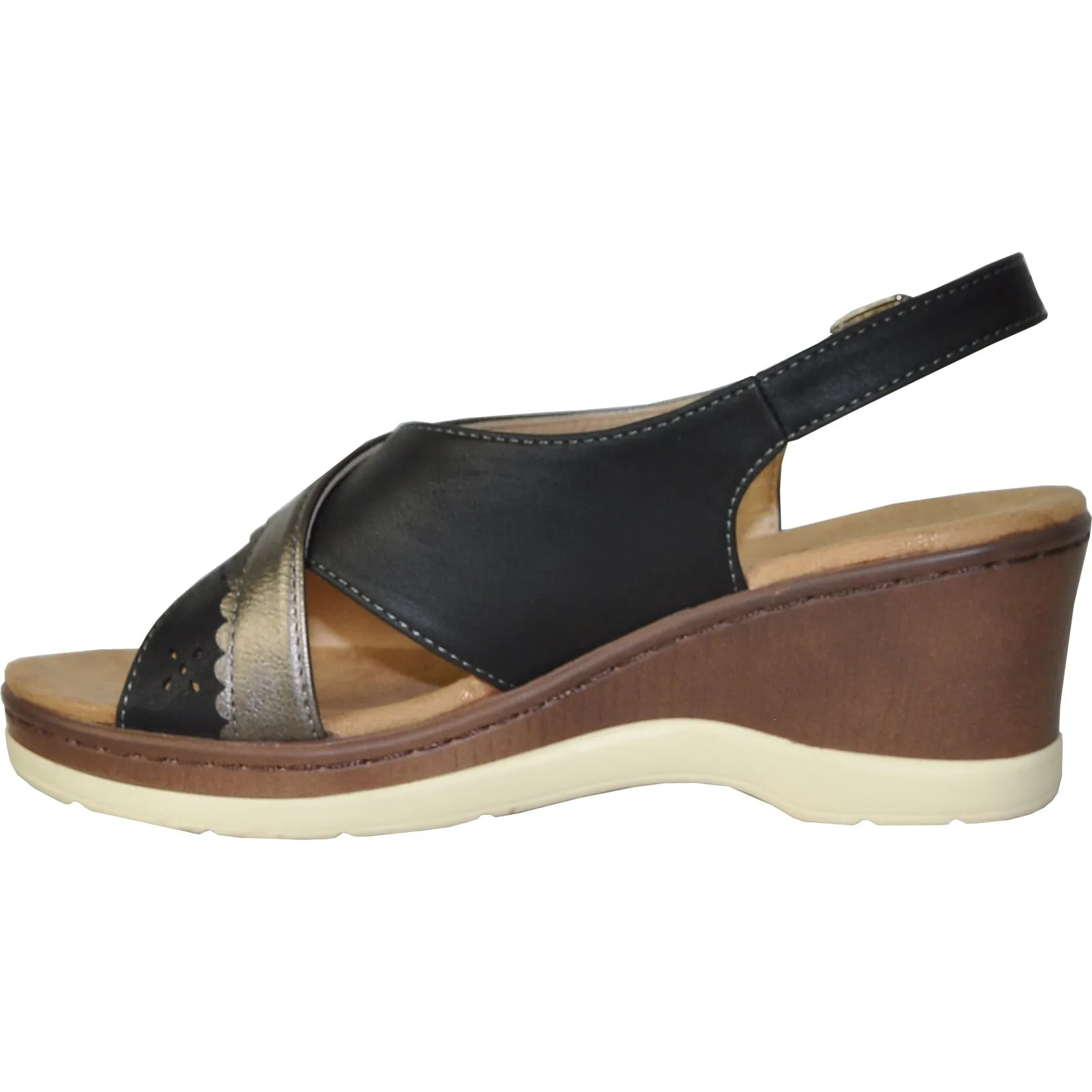 VANGELO Women Sandal PARKER Wedge Sandal Black Sandals Resprts