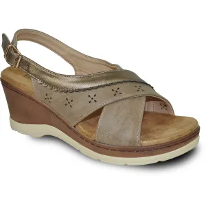 VANGELO Women Sandal PARKER Wedge Sandal Taupe Close Toe Sandals