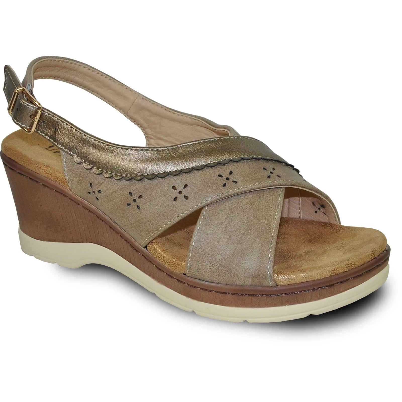 Hereu Sandals VANGELO Women Sandal PARKER Wedge Sandal Taupe