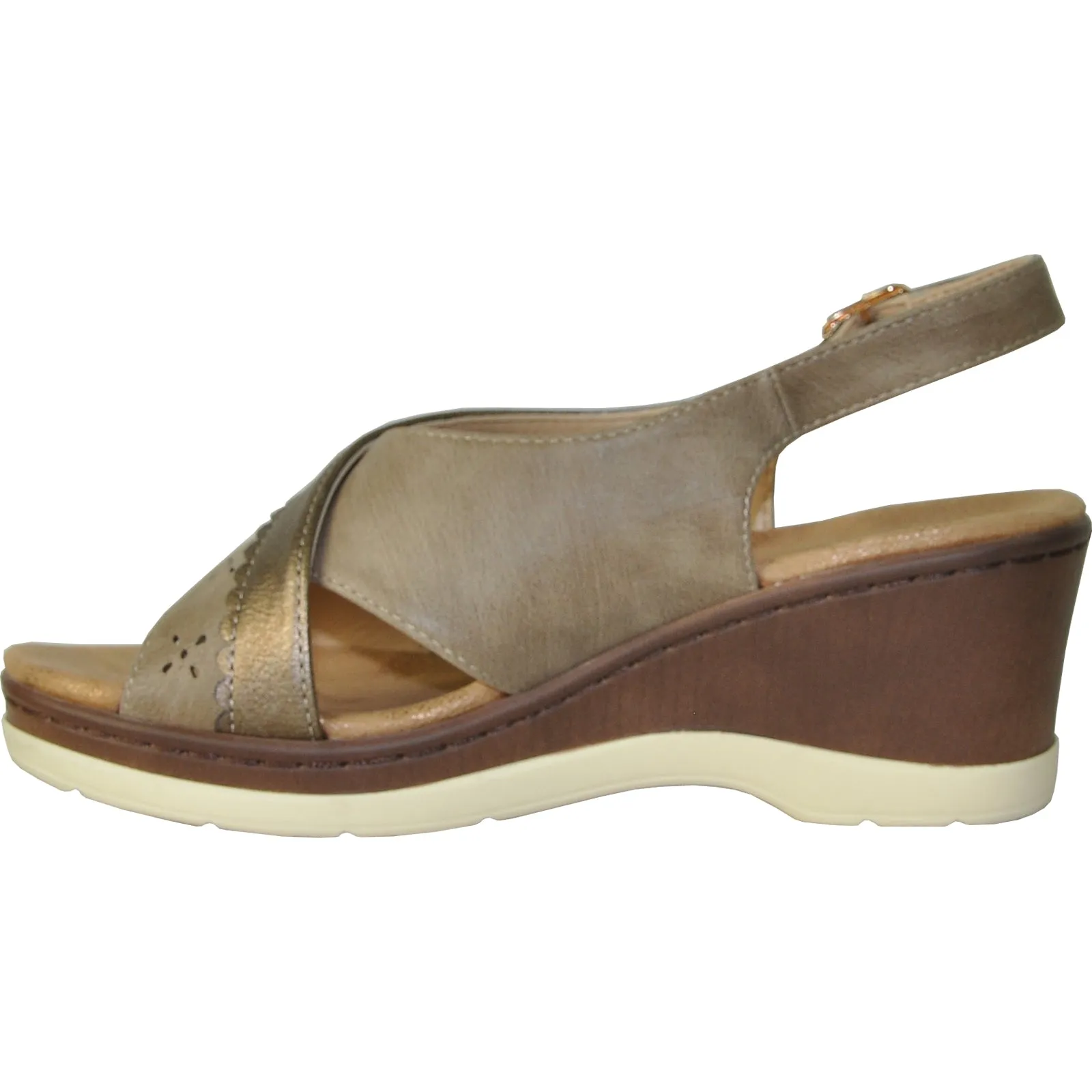 VANGELO Women Sandal PARKER Wedge Sandal Taupe Pool Sandals
