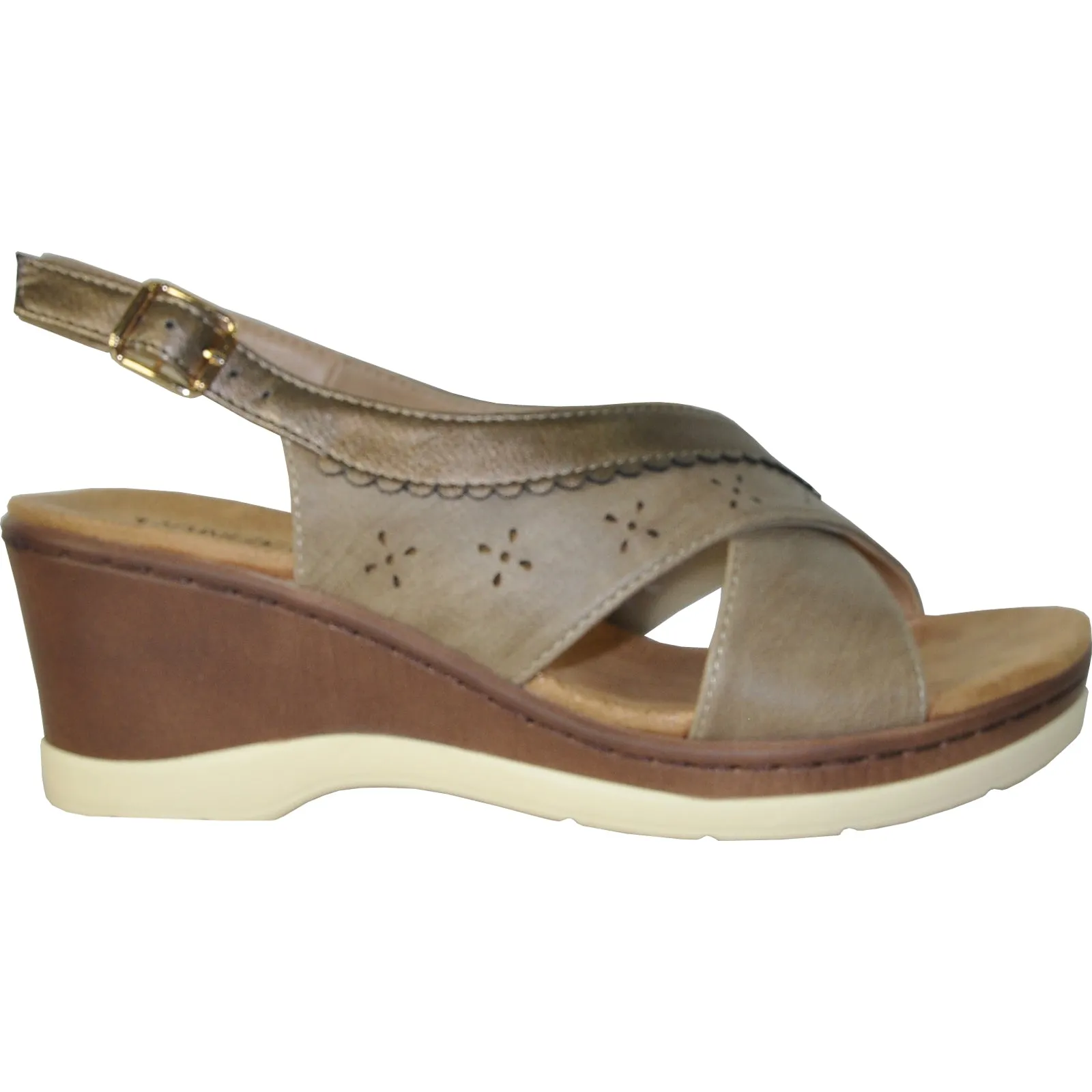 Tiddies Sandals VANGELO Women Sandal PARKER Wedge Sandal Taupe