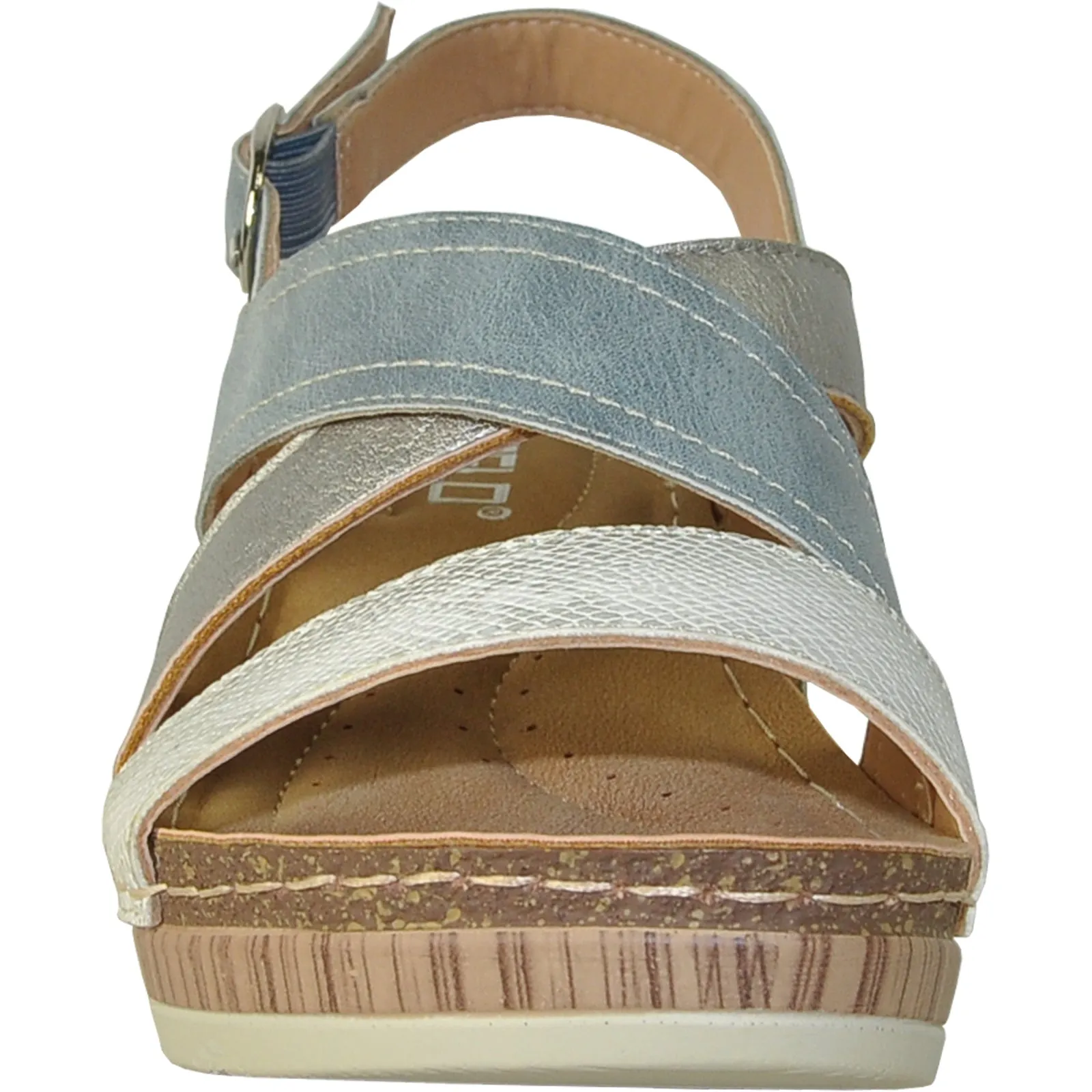 VANGELO Women Sandal REESE Wedge Sandal Blue Designer Pool Slide Sandals