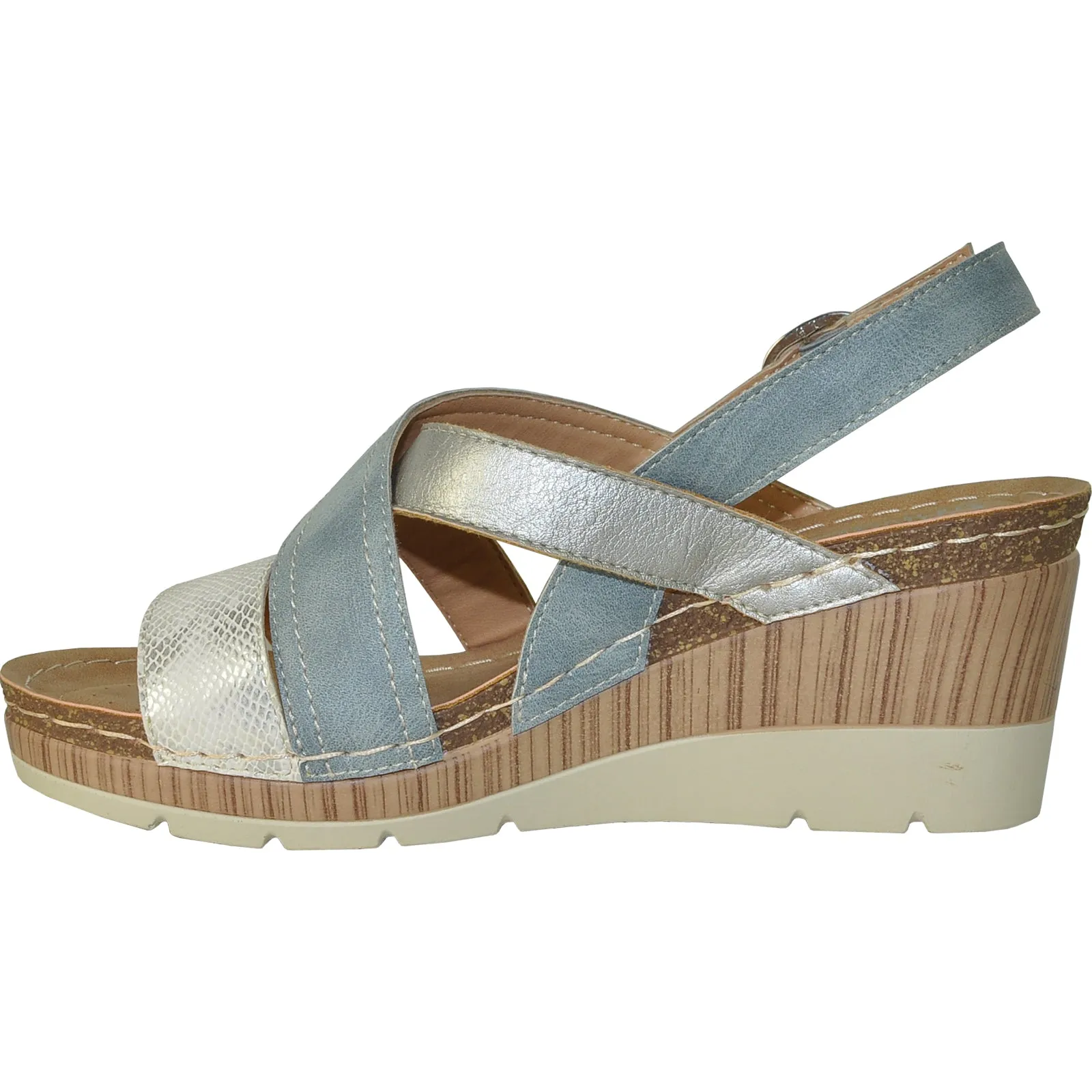 VANGELO Women Sandal REESE Wedge Sandal Blue Sofft Sandals Sale
