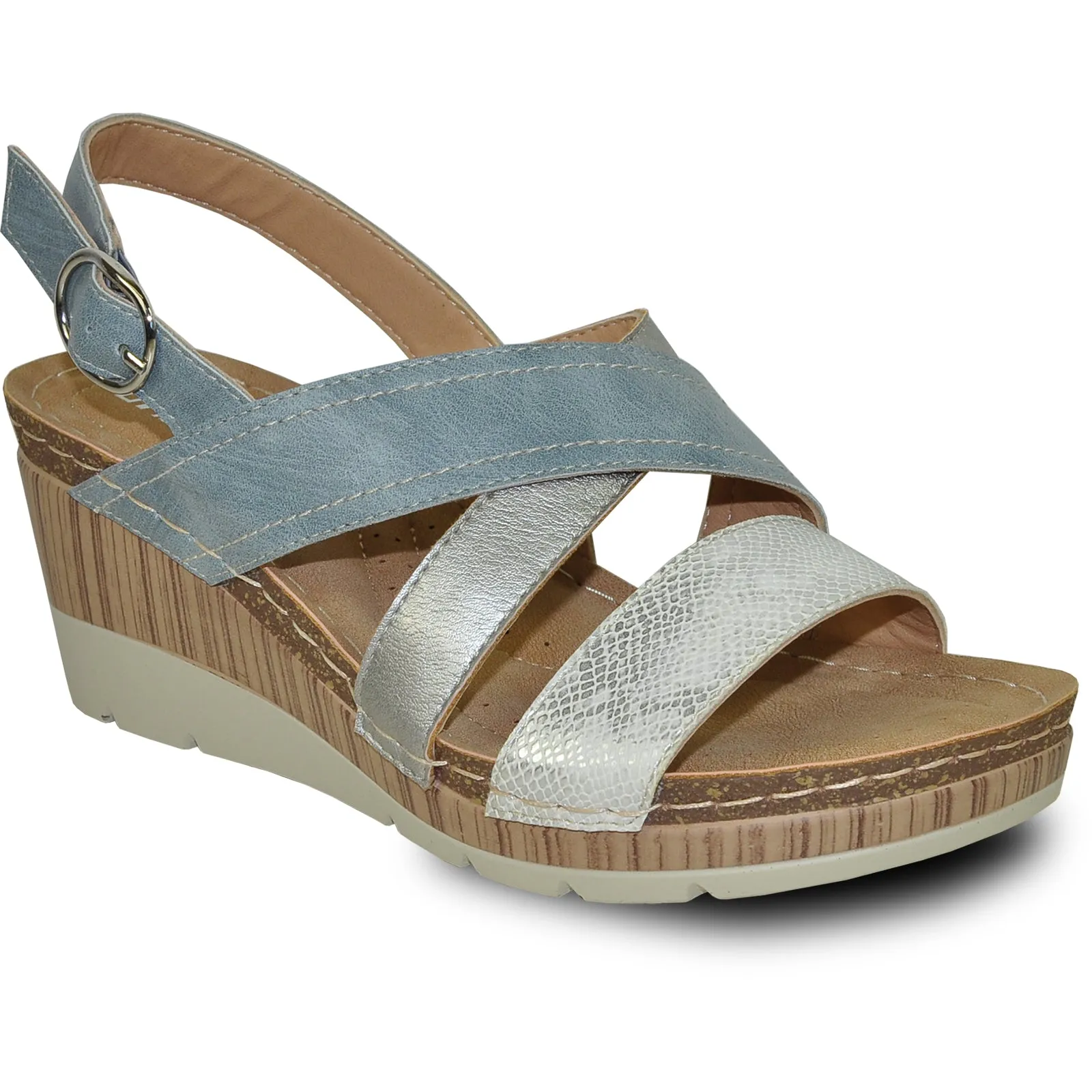 Sandals Close VANGELO Women Sandal REESE Wedge Sandal Blue