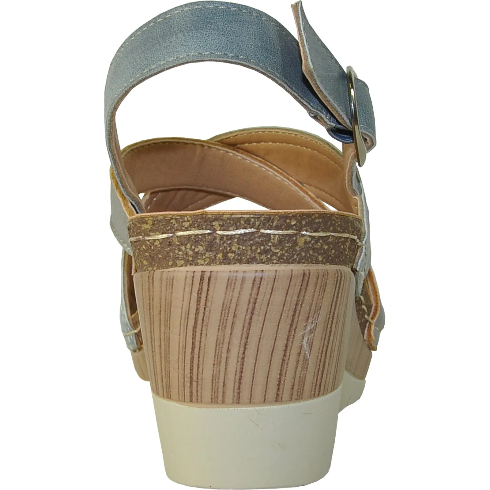 VANGELO Women Sandal REESE Wedge Sandal Blue Slider Sandals