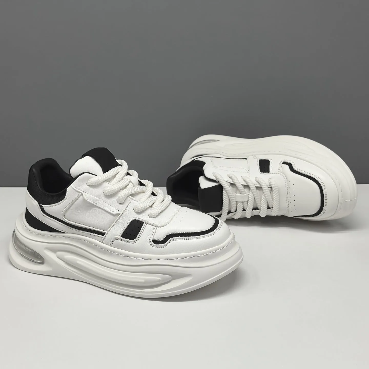 Men's Fashion Quilted Leather Casual Sneakers Mesh Shoes Casual