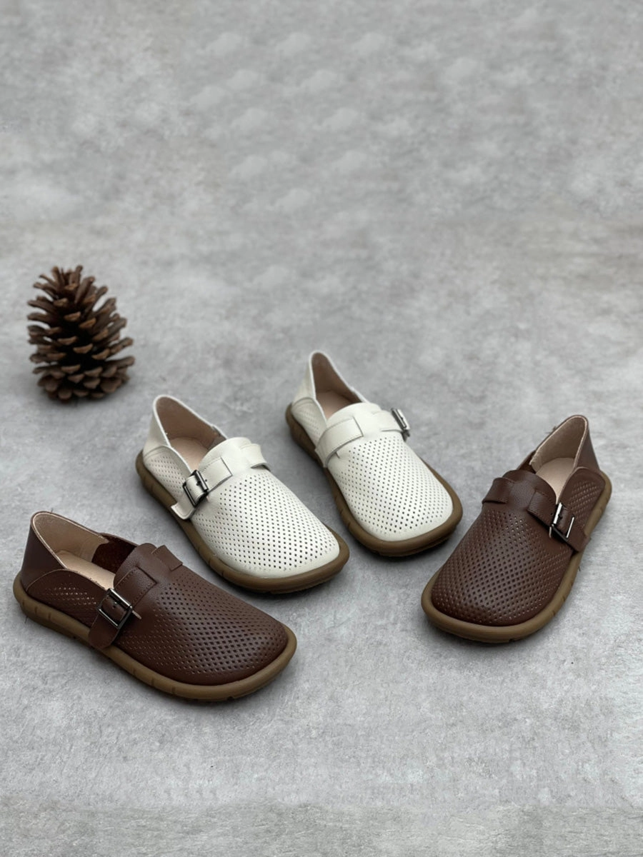 Women Summer Vintage Soft Leather Flat Shoes CC005 Shoes Of Prey Flats