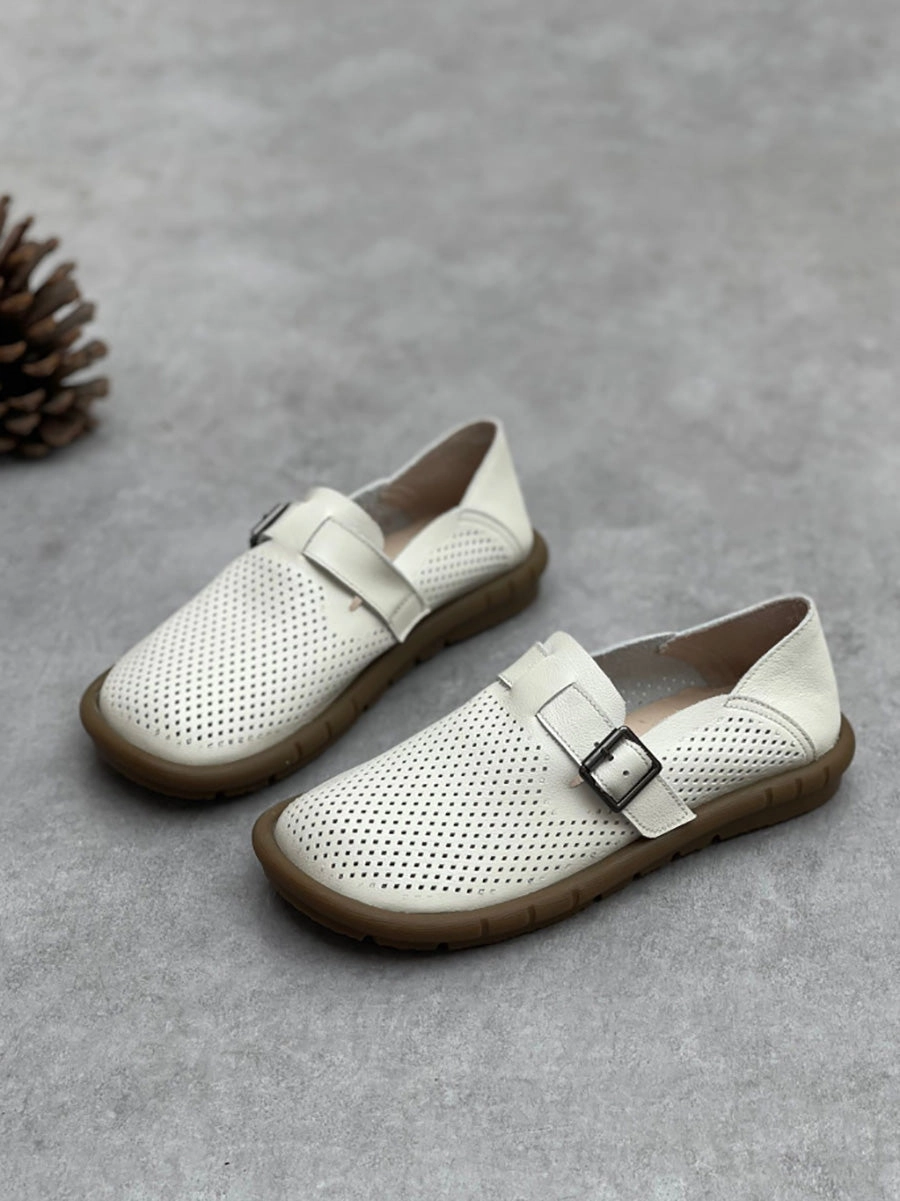 Women Summer Vintage Soft Leather Flat Shoes CC005 Comfy Shoes
