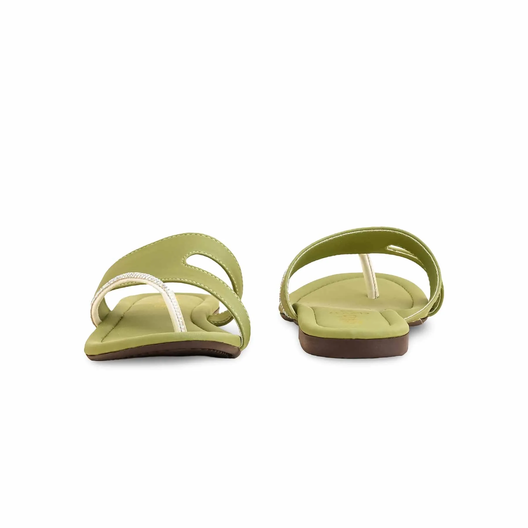 Fluffy Flat Shoes PISTAGREEN Casual Women Chappal CL2037