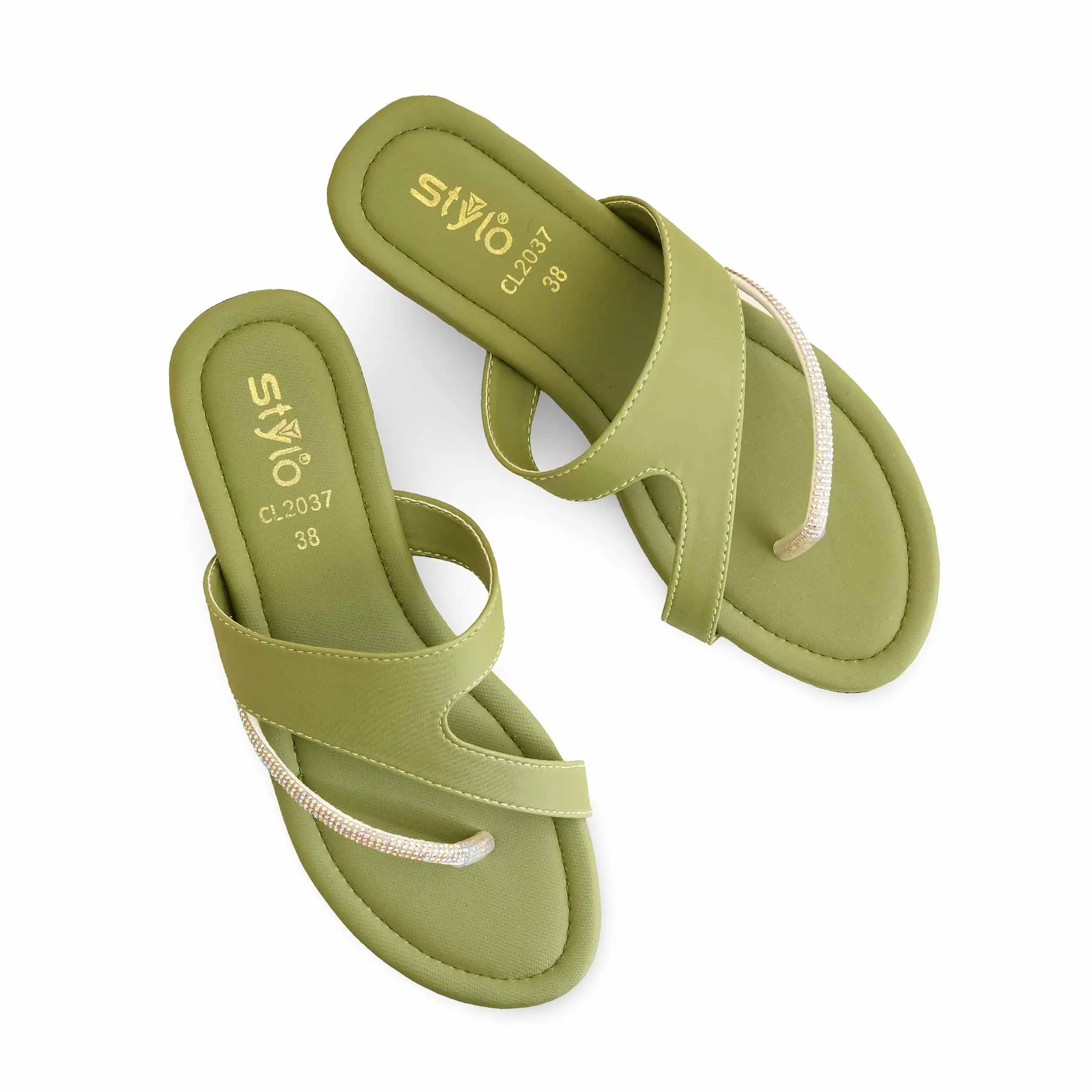 No Show Socks For Flat Shoes PISTAGREEN Casual Women Chappal CL2037