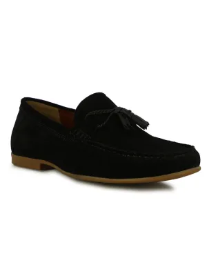 Scott Men's Black Suede Tassel Loafers Hush Puppies Penny Loafers