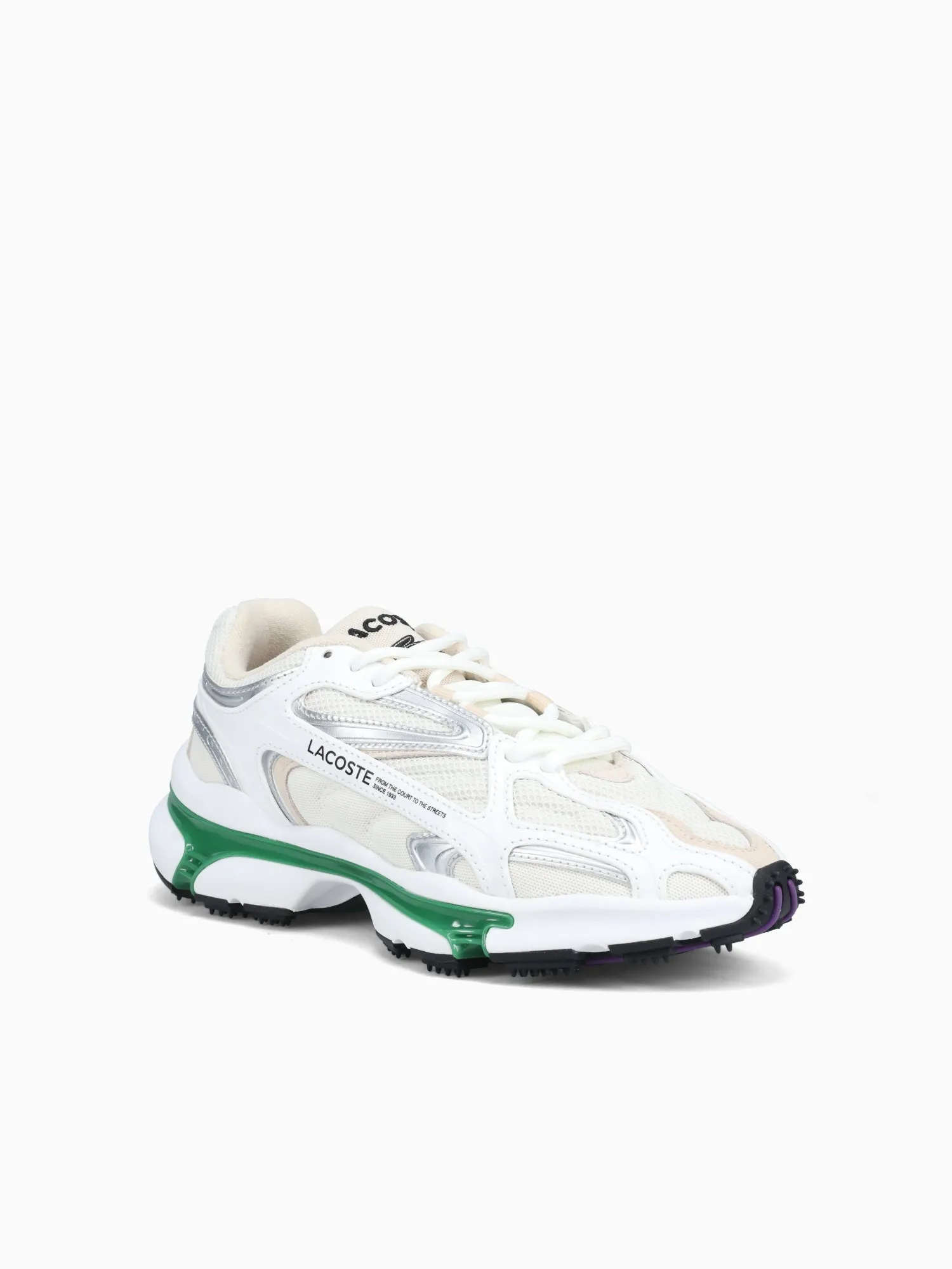 Flat To Heel Shoe L 003 2k24 Wht Grn mesh