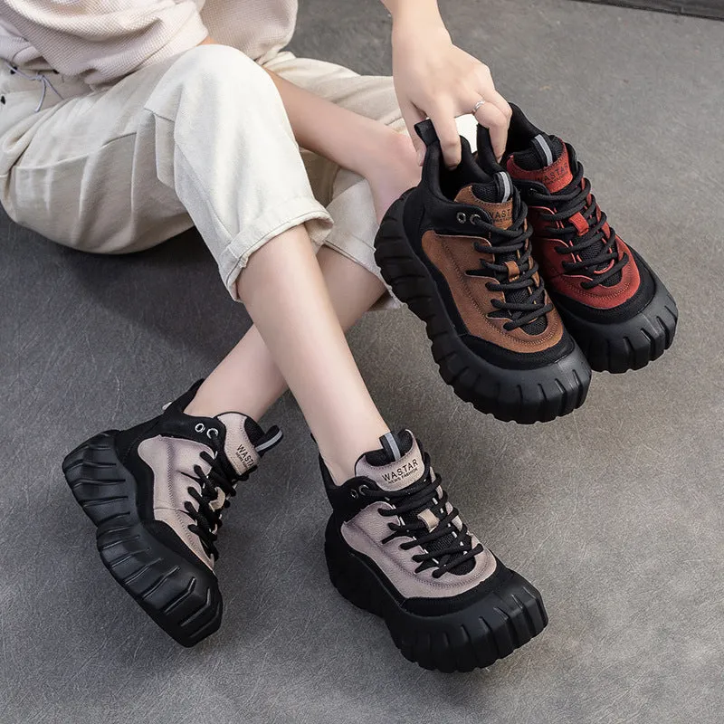 Heel Replacements For Heels Women Fashion Leather Casual High-Top Platform Sneakers