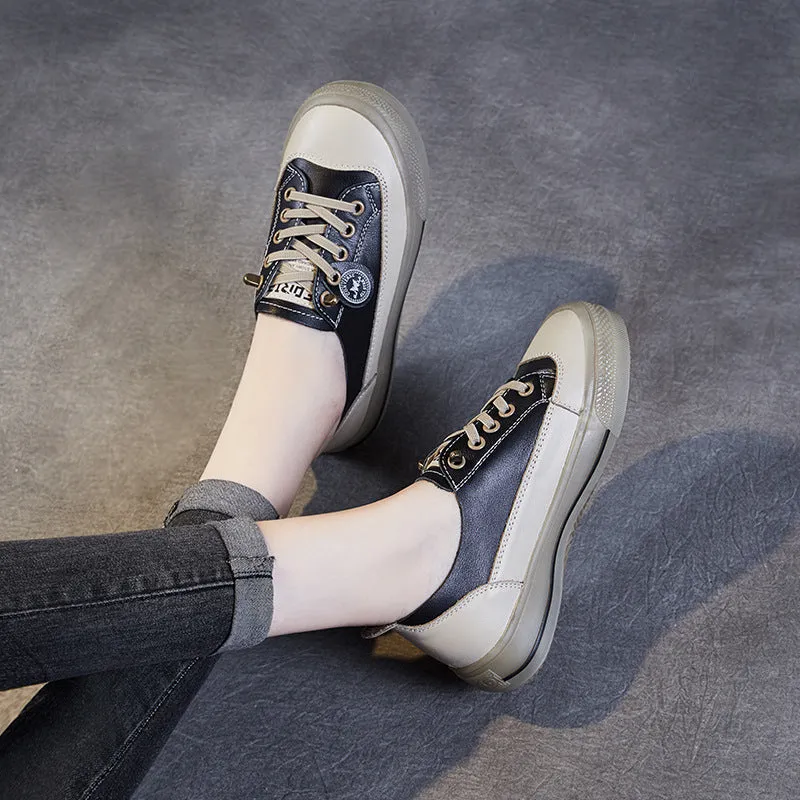 Women Fashion Minimalist Leather Flat Casual Shoes Shoes Leather Flats