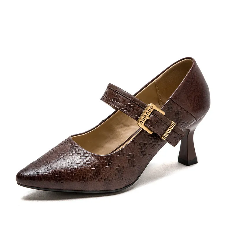 Women Leather Pointed Toe High Heel Pumps Dress Shoes High Heel Shoe Sketch