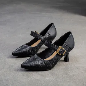 Women Leather Pointed Toe High Heel Pumps Dress Shoes High Heels Louboutin