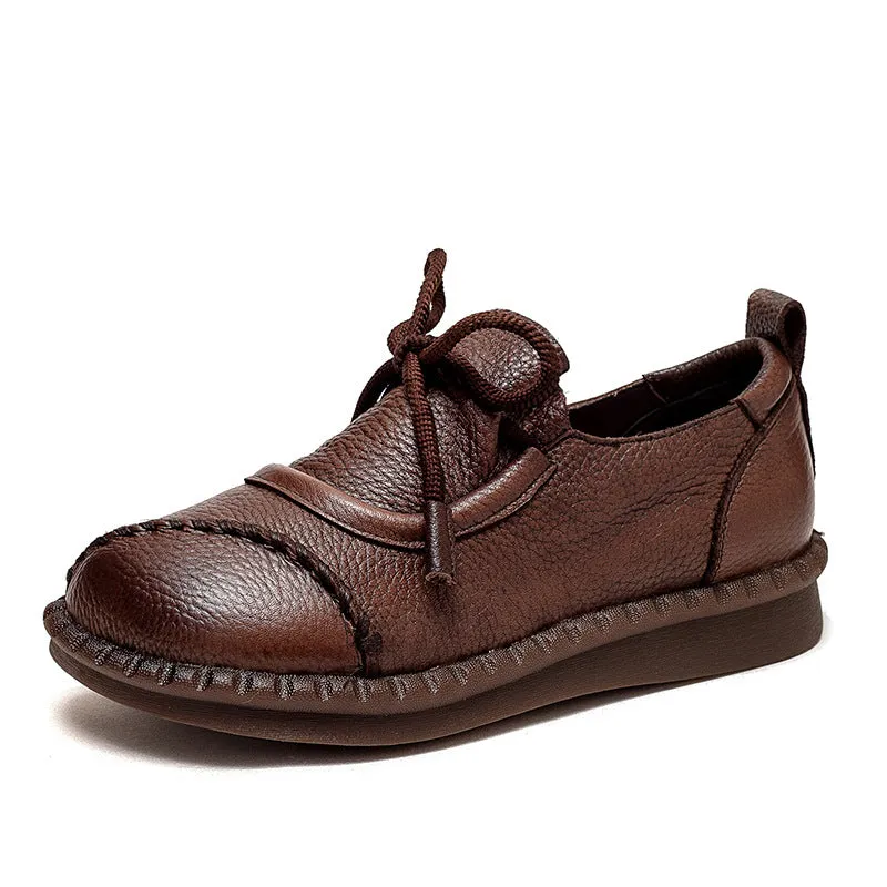 Graduation Flat Shoes Women Minimalist Leather Retro Flat Casual Shoes