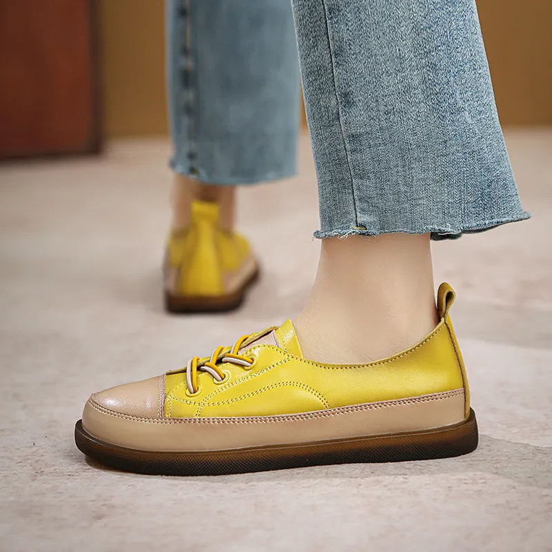 Flat Tire Running Shoes Women Retro Leather Minimalist Soft Flat Casual Shoes